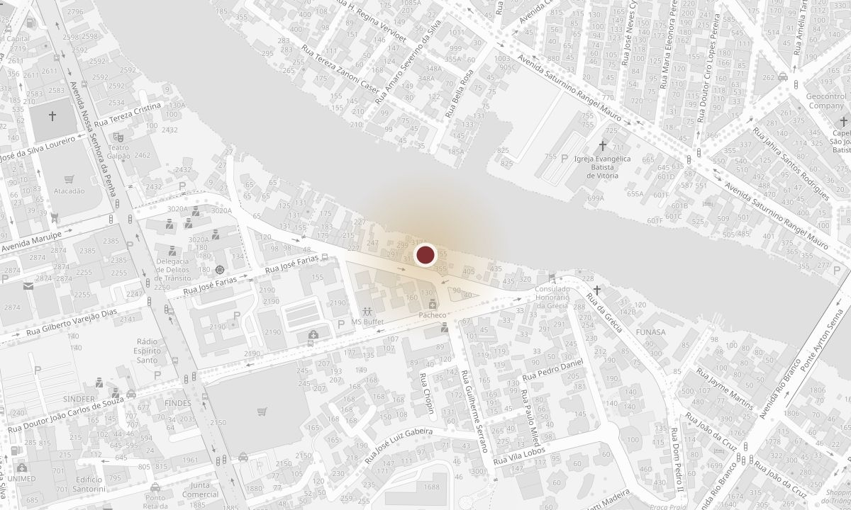 Mapa com a localização da Paróquia Santa Luzia, R. Vitalino dos Santos Valadares, 353, Barro Vermelho, Vitória. Abrir no Google Maps.